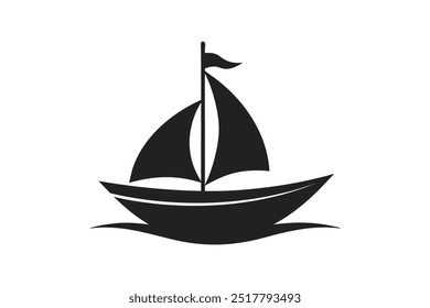 Ilustración de Arte vectorial negro con la silueta del logotipo del barco.