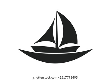 Ilustración de Arte vectorial negro con la silueta del logotipo del barco.