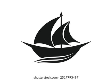 Logotipo do barco silhueta preto vetor arte ilustração.