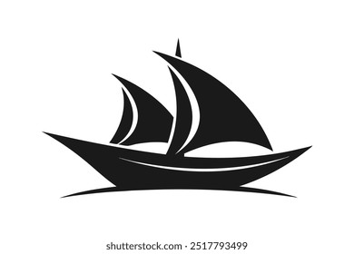 Logotipo do barco silhueta preto vetor arte ilustração.