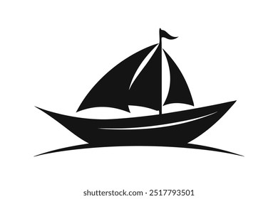 Ilustración de Arte vectorial negro con la silueta del logotipo del barco.