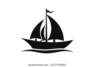 Boat Logo silhouette black vector art illustration.