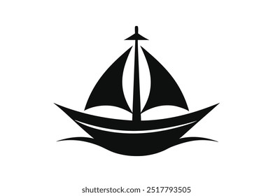 Boat Logo silhouette black vector art illustration.