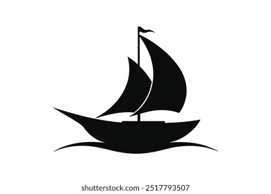 Boat Logo silhouette black vector art illustration.