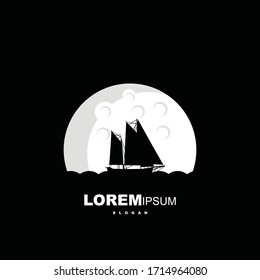 boat logo, Silhouette vector design illustration