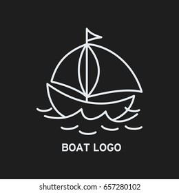 Boat Logo Template Design Minimal Flat Line Stroke Icon Pictogram Symbol Illustration