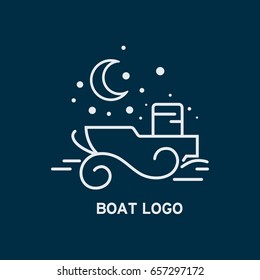 Boat Logo Template Design Minimal Flat Line Stroke Icon Pictogram Symbol Illustration