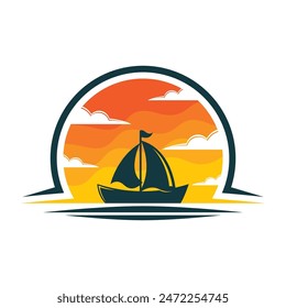 Diseño de icono de Plantilla de logotipo de barco