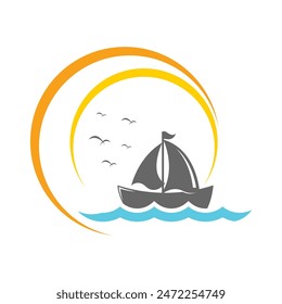 Boat logo template icon design