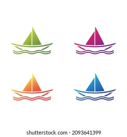 Boat logo template icon set design