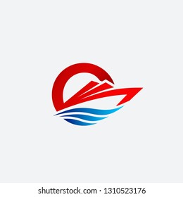 Boat logo template with letter O