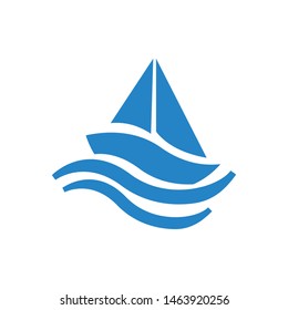 Boat logo template vector sailing ship icon design