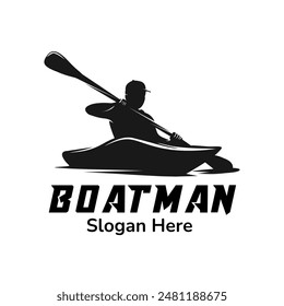 Boat logo vector with the name boatman