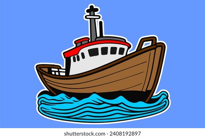 boat logo vector. Unique and fresh center console boat clipart. Great to use as your sportfishing boat logo. boat isolated on background illustration