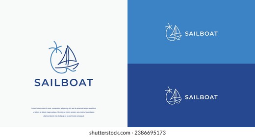 logotipo de barco con símbolo de ondas