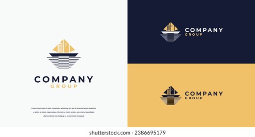 boat logo with waves symbol