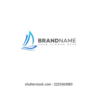 boat logo yatch  icon, vector illustration