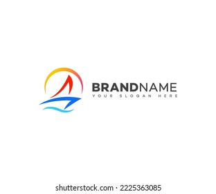 boat logo yatch  icon, vector illustration