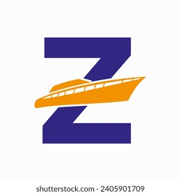 Boat Logo With Z Letter. Ship Icon, Yacht Logo Symbol