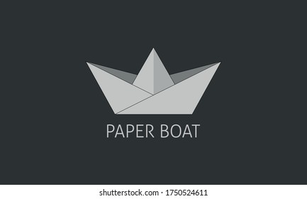 Boat logo.Origami paper boat logo icon design vector template