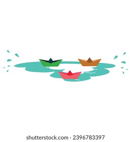 Boat made of colorful paper on the water