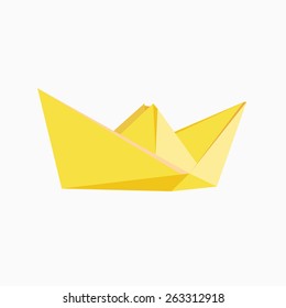 Boat made of paper in a flat style