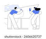 Boat maintenance isolated cartoon vector illustrations. Group of cleaning service professionals finishing and polishing boat, small business, yacht maintenance company vector cartoon.
