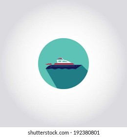 Boat - marine icon, web symbol, app design element, vector illustration