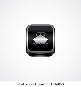 boat metal plate theme icon button vector art illustration