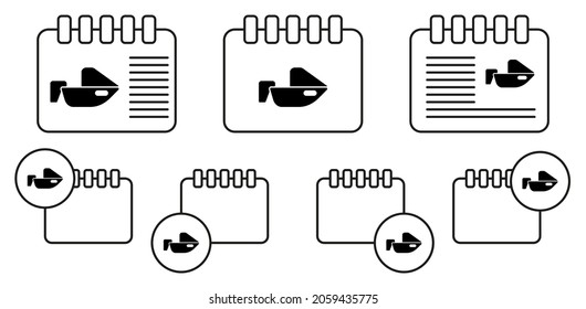 Boat, motor, speed vector icon in calender set illustration for ui and ux, website or mobile application