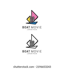 boat movie logo icon design template premium vector premium vector