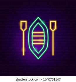 Boat Neon Sign. Vector Illustration of Outdoor Promotion.