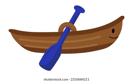 Boat with oar isolated on white background. Vector illustration.