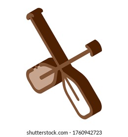 Boat Oars Canoeing Icon Vector isometric sign. color isolated symbol illustration