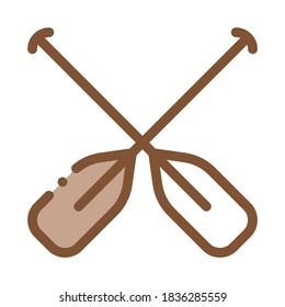 Boat Oars Canoeing Icon Vector Thin Line. Contour Illustration
