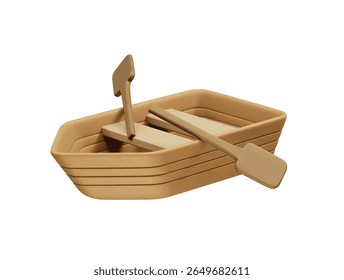 Barco com ícone de Remos Ilustração 3D renderização