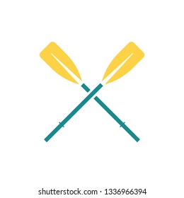 Boat oars icon. Flat color design. Vector illustration.