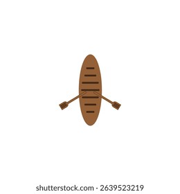 Boat oars icon. Rowing vessel symbol. Brown wood shade. Vector boat illustration.