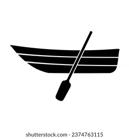 Boat with oars icon. Side view of a boat, vector illustration.