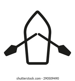 The boat and oars icon. Skiff And Paddle symbol. Flat Vector illustration
