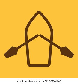 The boat and oars icon. Skiff And Paddle symbol. Flat Vector illustration