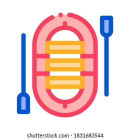 Boat With Oars Icon Vector. Outline Boat With Oars Sign. Isolated Contour Symbol Illustration