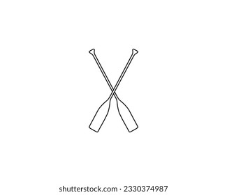 Boat oars, kayak oar outline vector. Pair of canoe paddle drawing. Rowing oars, watersports, fishing. Camping collection of elements isolated on white background. Raft Canoeing. White background. svg