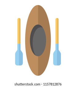 
A boat with oars making rowing icon
