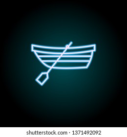 boat with oars neon icon. Elements of Camping set. Simple icon for websites, web design, mobile app, info graphics