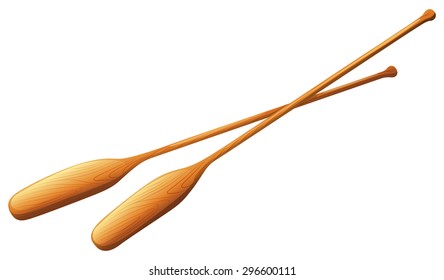 Boat oars on white illustration