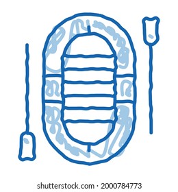 Boat With Oars sketch icon vector. Hand drawn blue doodle line art Boat With Oars sign. isolated symbol illustration