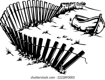 Boat on Beach Vector Illustration