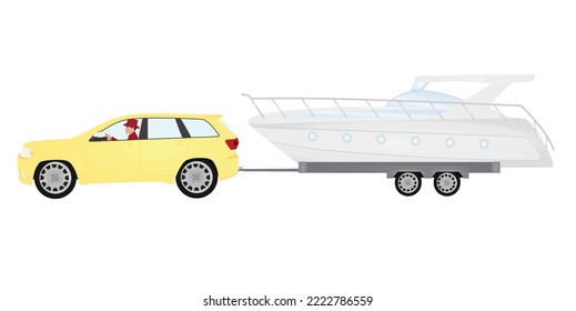 Boat on car trailer. vector