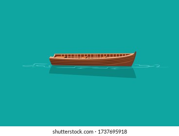 Boat on the lake for background illustration and image in flatt